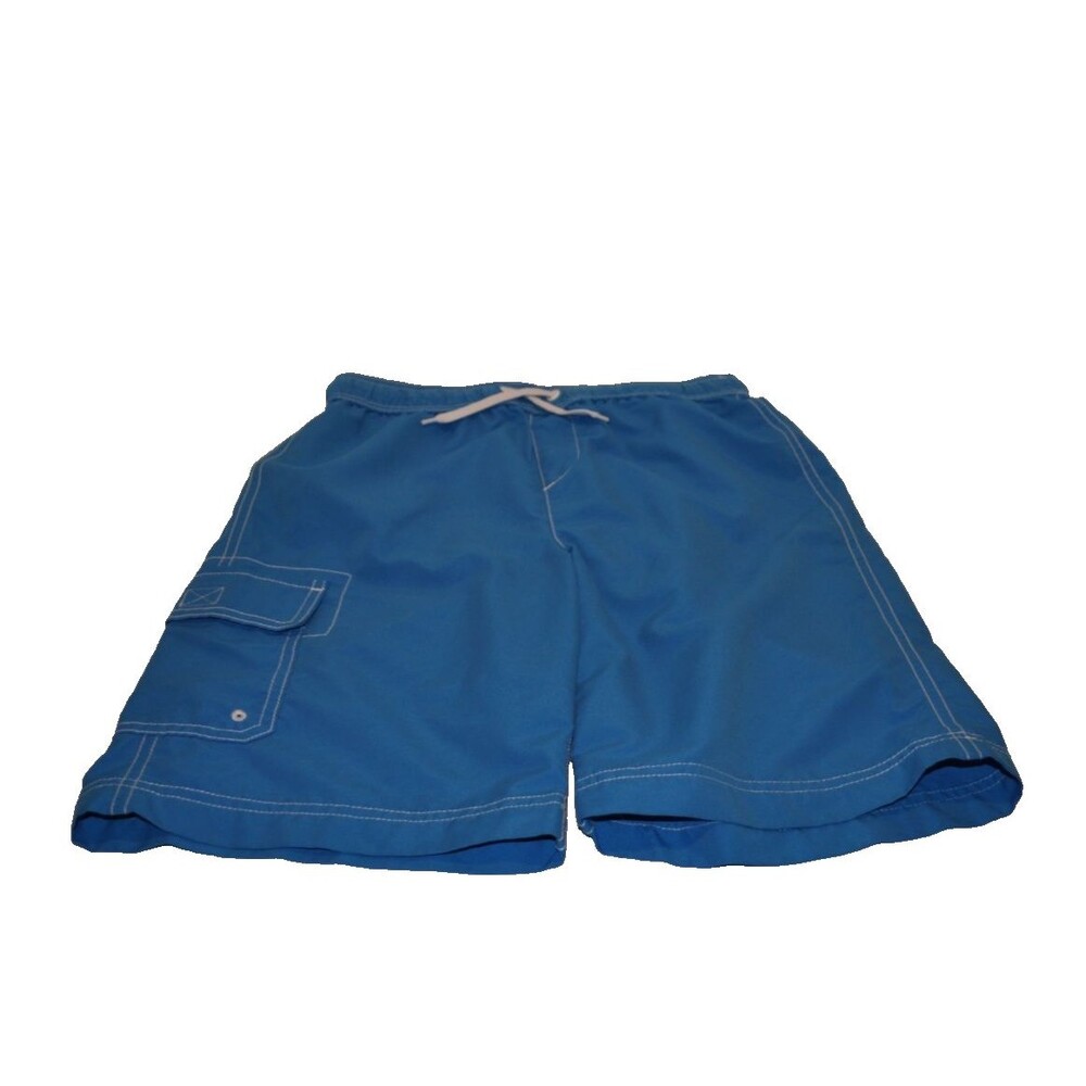 Lands End Kids Swim Trunks Shorts Blue Mesh Lining Youth M (10-12) Side Pocket